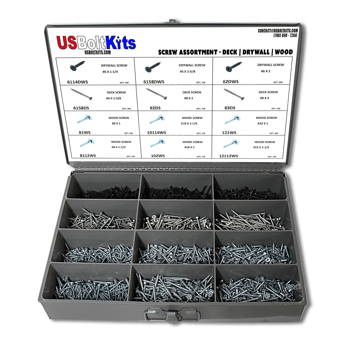 2000 Piece Screw Assortment US Bolt Kits
