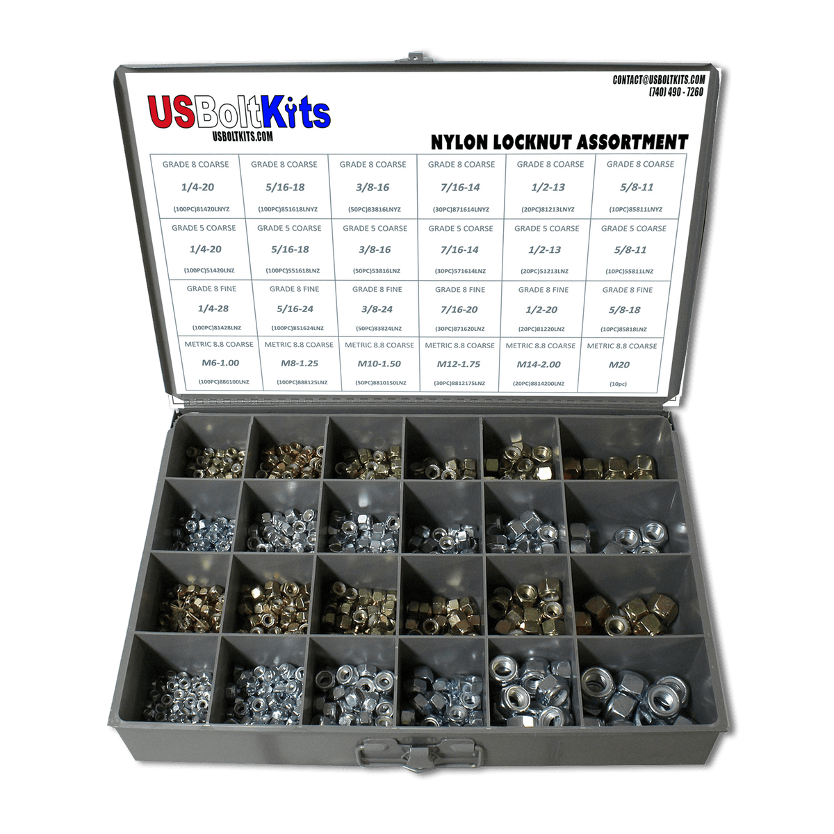1200 Piece Nylon Locknut Assortment – US Bolt Kits