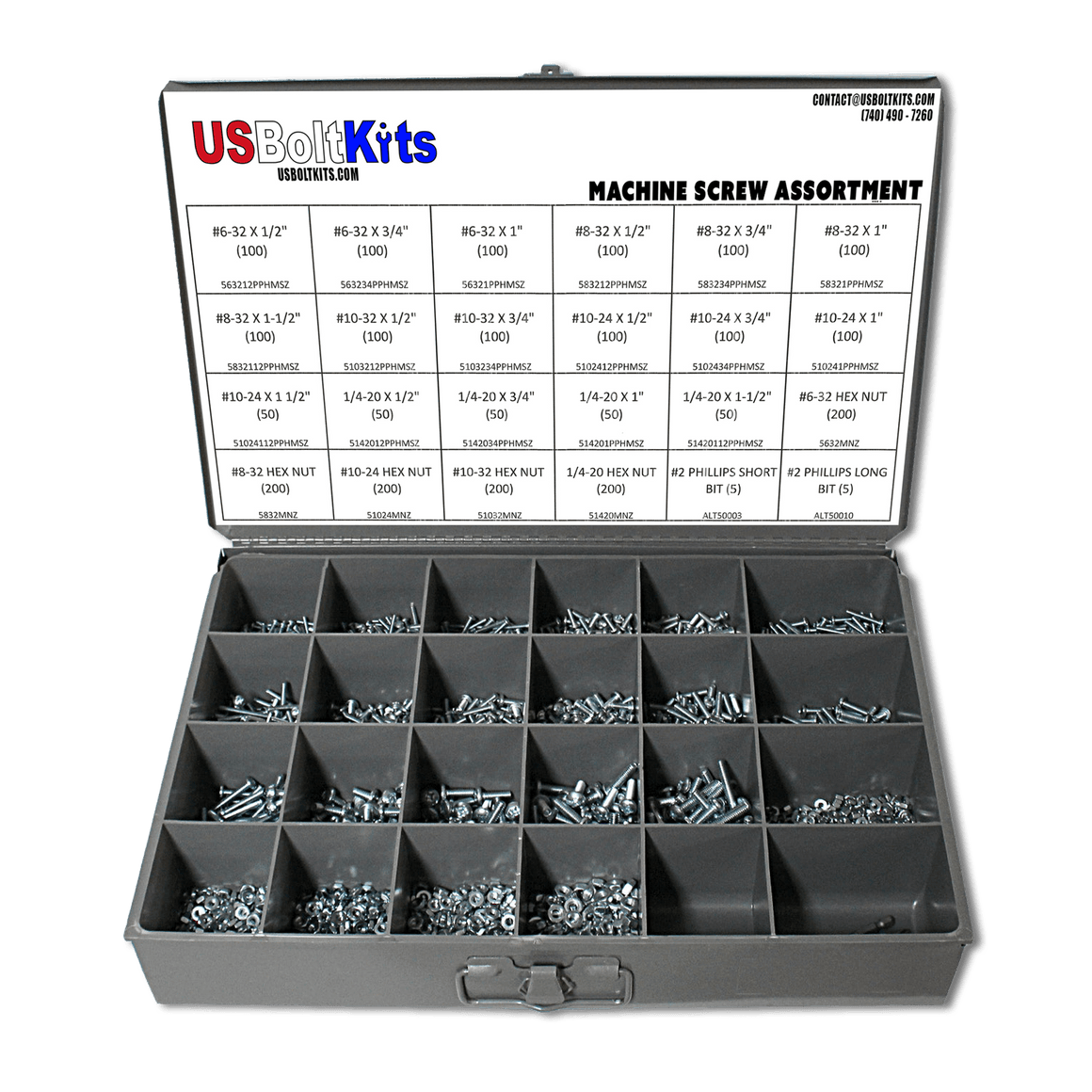 1500 Piece Machine Screw Small Drawer Assortment – US Bolt Kits